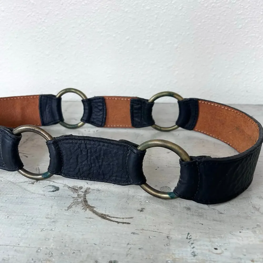Vintage DNKY leather harness belt 80s 90s heavy duty grunge quility boho Rare 34